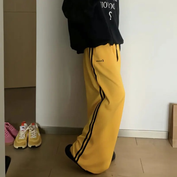 Deeptown Oversized Dame Joggebukser Høst Grå Harajuku Vintage Baggy Sport Bukser Y2k Koreansk Streetwear Jogging 90-talls Estetikk Yellow XL