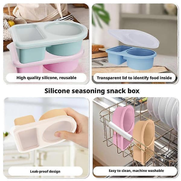 Snackle Box Beholder, Genanvendelige Snackbeholdere med Låg, Rum, M2B9 Sky blue