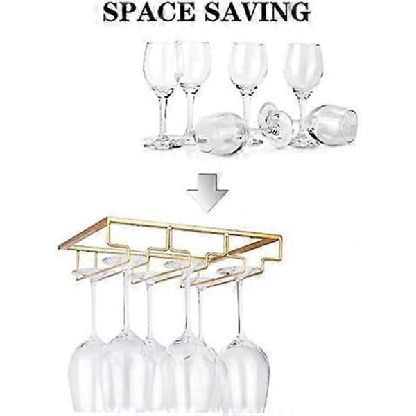 Vinglasstativ - Vinglasholder til under skab Stemware Glas Opbevaringsbøjle Metal Organizer til Bar Køkken Guld