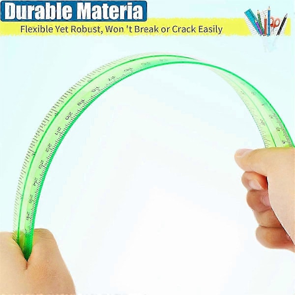 32 stk. 30 cm Plastlinealer Gennemsigtige Assorterede Farver med Centimeter og Tommer til Skolekontorartikler Bulkpakke