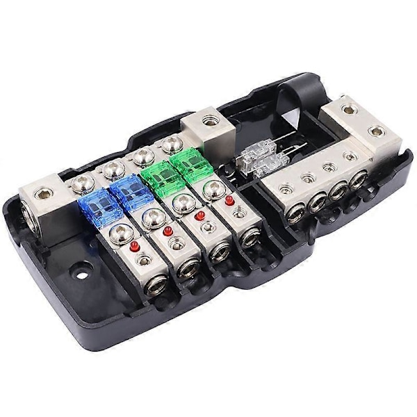 4-vägs Bil Ljud Distributionsblock Stereo Säkringsbox Block 30A 60A ANL Bladsäkringshållare 0/4GA