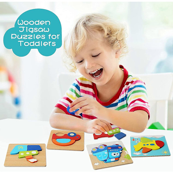 Träpussel Presenter Leksaker för Småbarn 1 2 3 4 År Gamla Pojkar Flickor Spädbarn Barn Lärande Pedagogiska Leksaker 4-pack