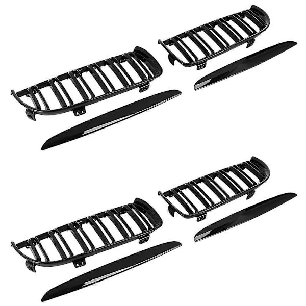 2X Dubbel Lamell Sport Njure Grill Svart för E90 E91 2005-2008