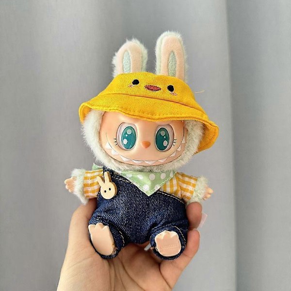 17cm Mini Plyschdockas Kläder Outfit Tillbehör För Korea Kpop Exo Labubu I II Idol Dockor Sittande Party Overaller Kläder Gåva 7