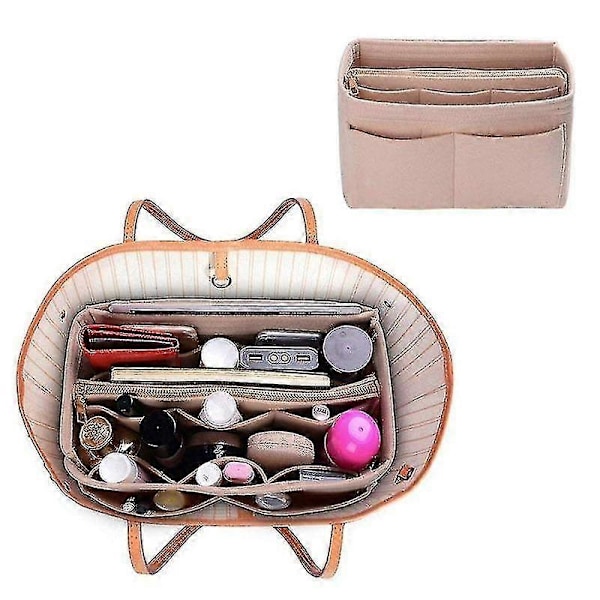 2025 Ny Multi Lomme Filt Veske Håndveske Organizer Innlegg Oppbevaring Tote Form Fabric Bag|kosmetikkvesker &
