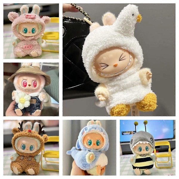 Mini pehmolelunuken vaatteet asusteet Korea Kpop Exo Labubu V1 V2 Idol-nukeille Hanhi Dinosaurus Macaron vaatelahja 09 with shoes