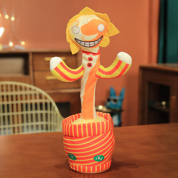 Solklovn som kan synge, danse, ta opp og lære å snakke, elektrisk fortryllende blomst solblomst plysjleketøy sun clown Rechargeable model