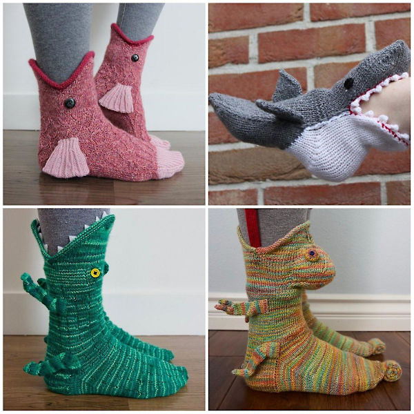 Strikkede Dyre Krokodille Sokker SHARKblue