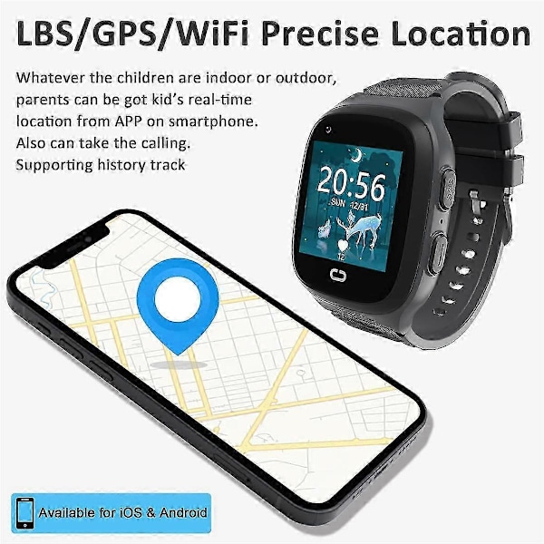 4G med GPS-tracker, videoopkald, et-tryks SOS-opkald, stemmechat, kamera, GPS-tracker-ur til børn