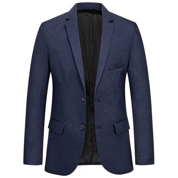 Herre Casual Blazer To Knaps Sportsjakke Jakkesæt Navy Blue S