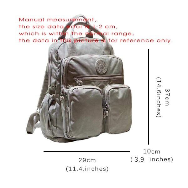 Fashionabla Damer Ryggsäck Vattentät Nylon Mjukt Handtag Solid Multi Ficka Rese Dragkedja Damer Skolväska Dull-red 11.4x3.9x14.6inches