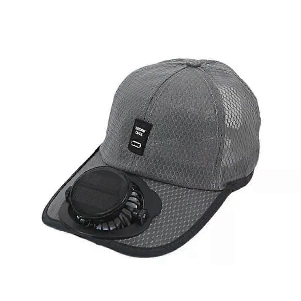 Soluppladdningsbar keps, USB-solcellsdriven hatt, baseballkeps 2026 Ny gray