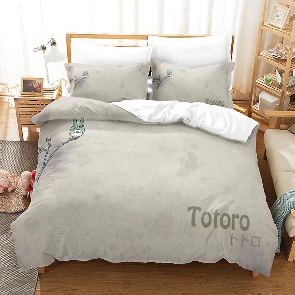 Mi15 Miyazaki Hayao Min Granne Totoro 3D-tryckt Sängklädesset Påslakan Örngott Barnpresent US TWIN 173x218cm