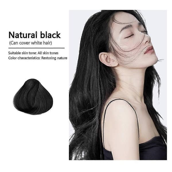 500 ml urtebaseret Black Dew-shampoo, sort hårfarveshampoo 3-i-1 hårfarve brun