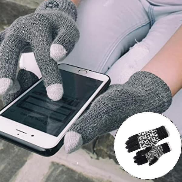Vinter til mænd og kvinder - Tykke -20f Strikkede Touch Screen Handsker til Løb M