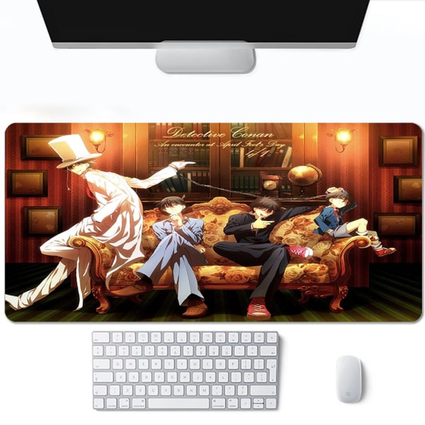 Anime Detektiv Conan Spelmatta Tillbehör Gamer Full Gummi Musmatta Matta 2mm Tjock Tangentbord Skrivbordsunderlägg A7 400x900x2mm