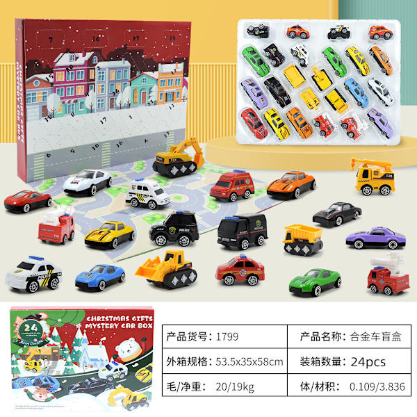 Nedräkning Jul blindbox adventskalender flickor accessoarer diy handgjord presentförpackning set leksakspresent 1799 pull back car