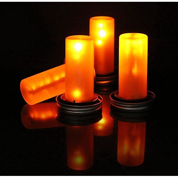 4-pack LED Solarlampor med Mason Jar-lock - 12 LED - Vattentät - Trädgårdsdekor (burk ingår ej)