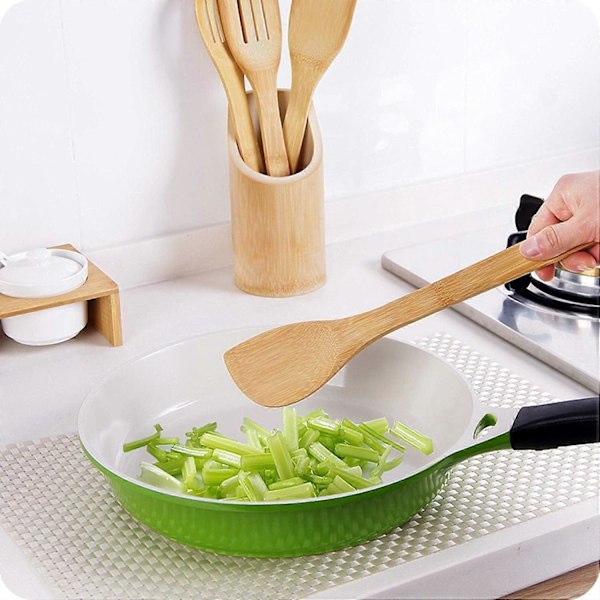5 st Träredskap för Matlagning för Non-Stick Pannor Köksredskapsset Tillbehör Komplett Bambu 30cm