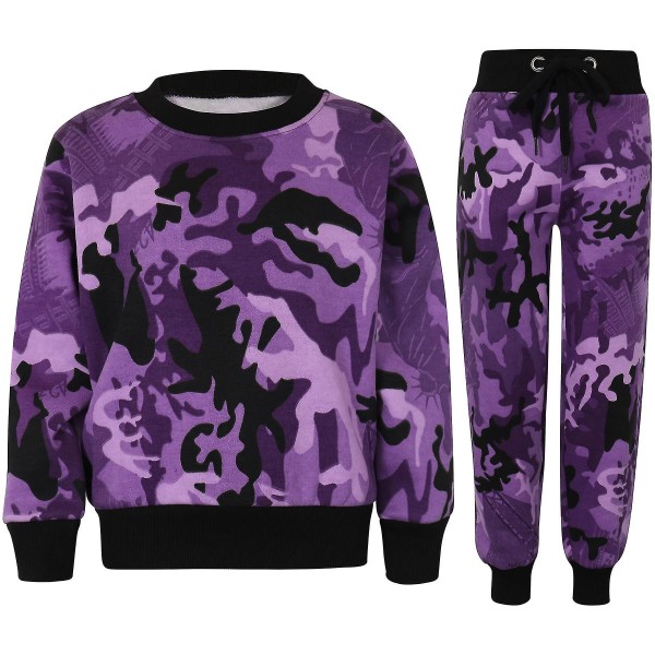 Lasten Unisex Pelkkä Verryttely Sweatshirt Set Camo Purple 3-4 Years