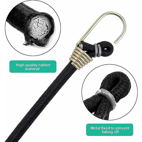 10 stk. elastiske snore med mini elastiske kroge Universal kraftig elastisk snor Elastiske snore med 2 kraftige krogstropper til teltcamping motorcykel