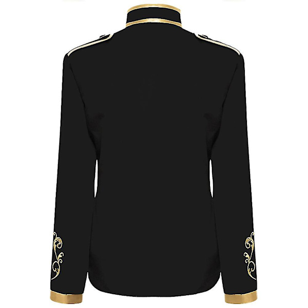 Menns Mote Hoff Prins Uniform Gullbrodert Jakke Black 3XL