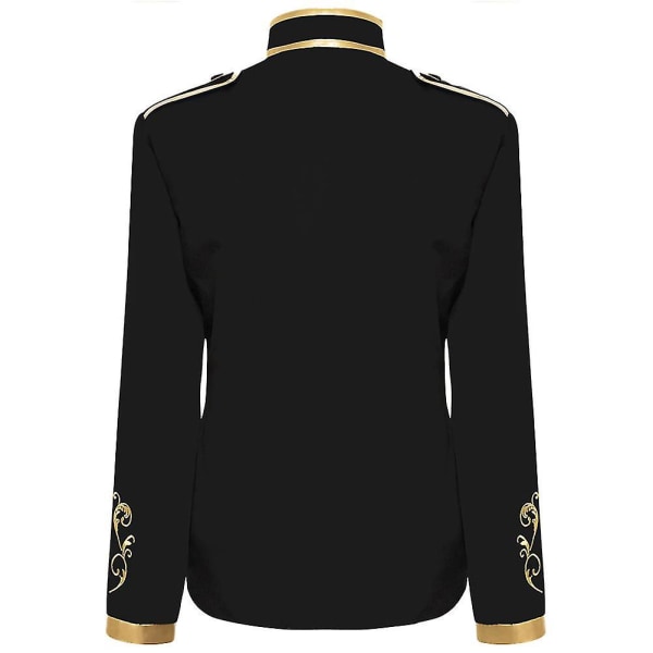 Menns Mote Hoff Prins Uniform Gullbrodert Jakke Black M