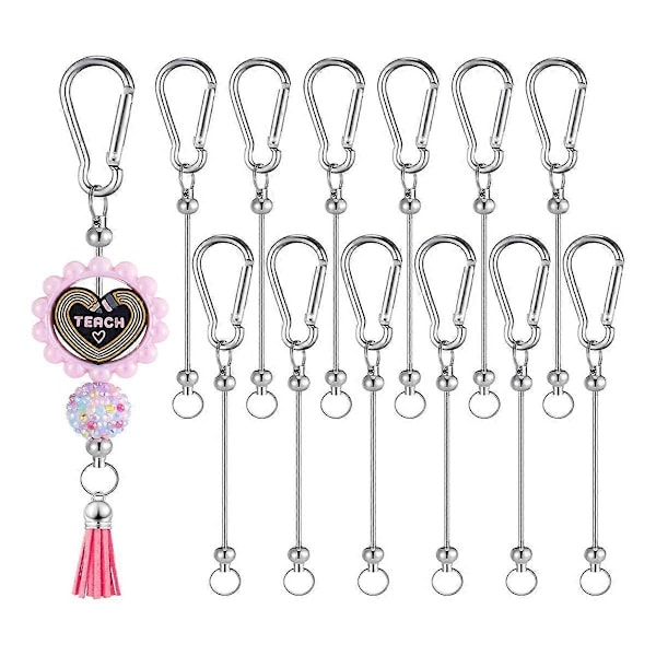 12 st Pärlbar Nyckelringar Silver Pärlnyckelring Bulk DIY Tom Nyckelringsbar för Pärlknäppkrok Ke