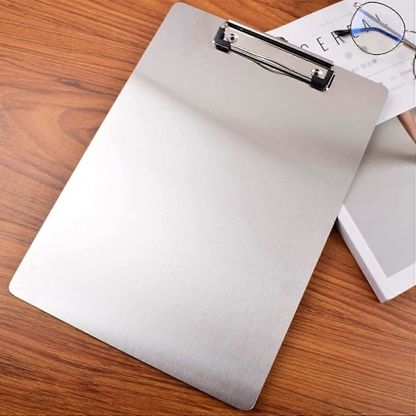 Metal Clipboard Mappe A4 Rustfrit Stål Tavle Regningsopbevaringsmappe Skrivefil Tavle Splint til B