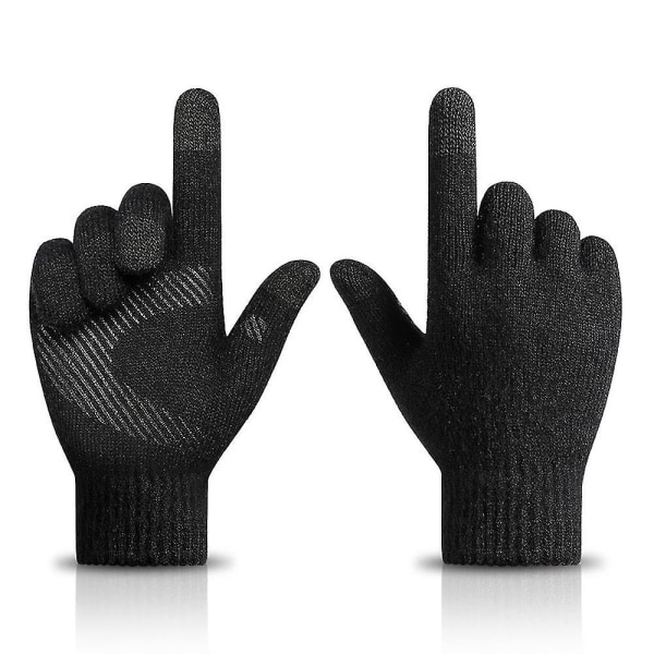 Vinterhansker for menn og kvinner, varme berøringsskjermhansker for kaldt vær S-xl Black S