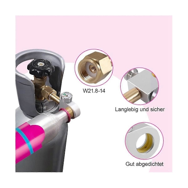 CO2-täyttöadapteri Duo, Art, Terra Quick Connect CO2 -sylinterille 3000 Psi:n painemittarilla