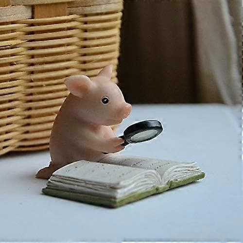 Mini Gris Statue - Mini Læsende Gris Statue