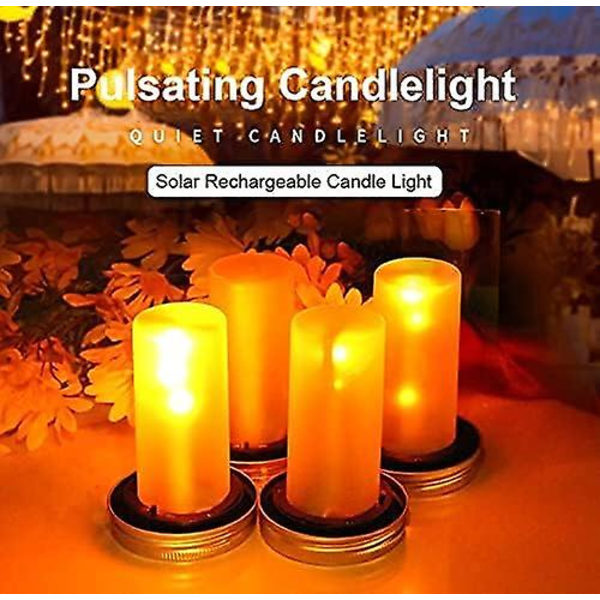 4-pack LED Solarlampor med Mason Jar-lock - 12 LED - Vattentät - Trädgårdsdekor (burk ingår ej)