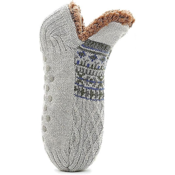 Pehmeät sukat - Harmaat 40-42 Miesten lämpimät sukat Neulotut sukat Sherpa Fuzzy Sängyssä pidettävät liukuestesukat, Yksi koko