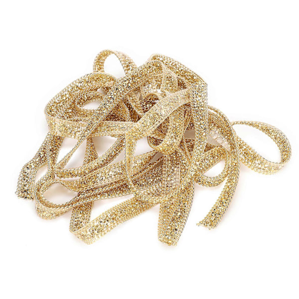 5 Yards Rhinestone Bånd Krystall Mesh Rull Wrap Plast Håndverksdekorasjoner 1.5cm Gullfarget