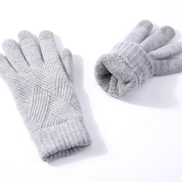 Dame Vinter Varme Strikkede Hel Fingerhansker Menn Solid Ull Touch Screen S-xl Style3
