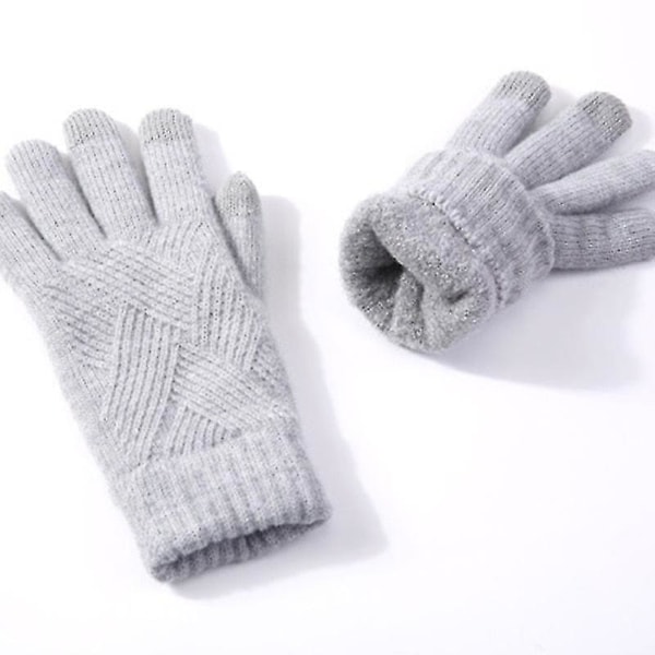 Kvinna Vinter Varmstickade Full Finger Handskar Herr Solid Woolen Touch Screen S-xl Style5