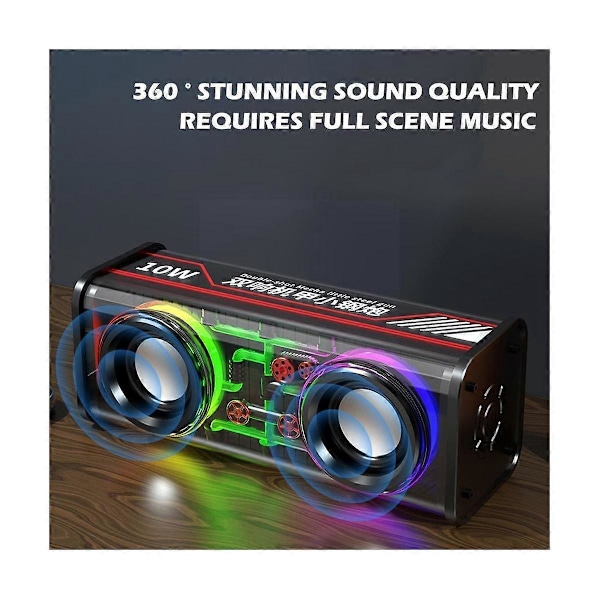 V8 Transparenta Bluetooth-högtalare RGB-ljus Trådlös Utomhus Sport Bluetooth Audio TWS Subwoofer S