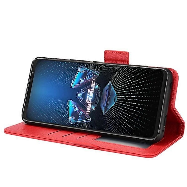 Kompatibel med Asus ROG Phone 5 / ROG Phone 5s / ZS676KS / ZS673KS Litchi Tekstur PU Læder Telefon Cover Magnetisk Lukning Wallet St Red