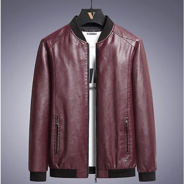 Skinnjakke Herre Bomber Motorsykkel Pu Jakke Pluss Størrelse 8xl Casual Vintage Svart Biker Lomme Glidelåsjakker M