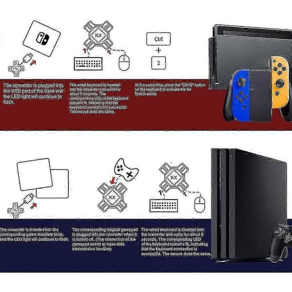 Stödjer Ns/ Ps5/ Ps4 / Ps3 / X Series, tangentbord & mus Adapter