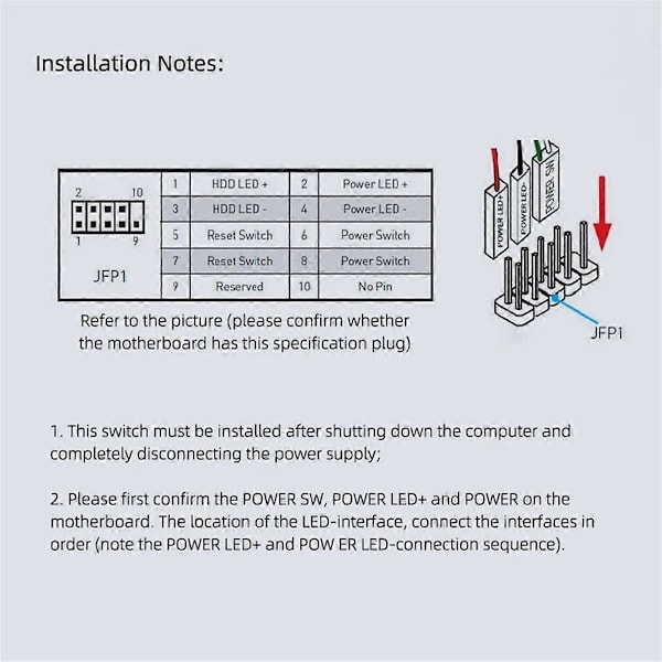 Dator Skrivbord Switch PC Moderkort Strömförlängningskabel Switch Extern Strömbrytare Skrivbord