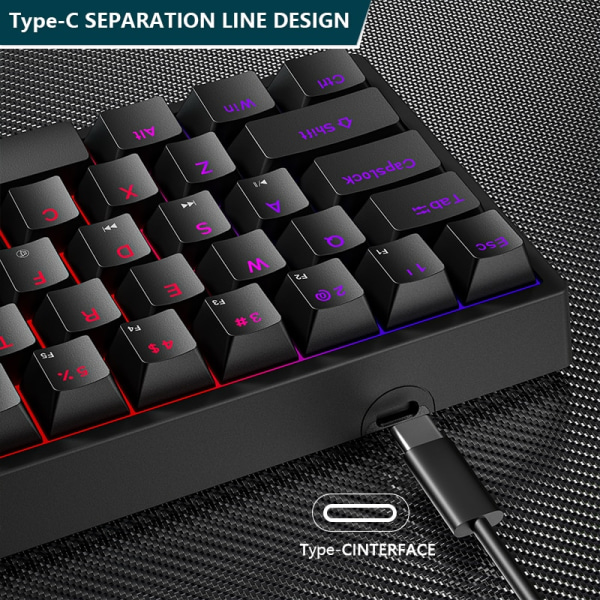 K620 Mini Peli Mekaaninen Näppäimistö 61 Näppäintä RGB Hot Swap Type-C Langallinen Peli Näppäimistö pink Red Switch