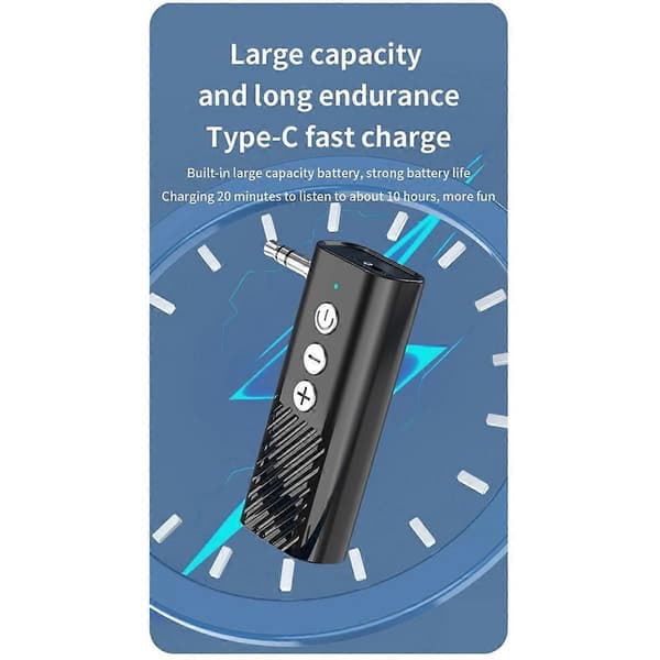 Bil Bluetooth 5.3 Lydadapter Aux Bluetooth Mottaker Sender TF Kort Avspilling Tre-I-Ett