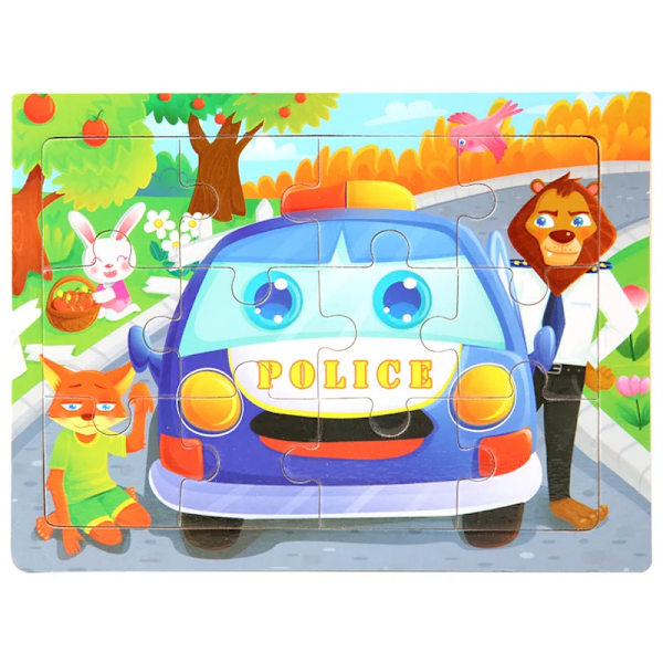 15*11cm 3D Palapeli Sarjakuvaeläimet Puupalapeli Lasten Kognitiivinen Palapeli Vauvan Puiset Lelut Opetuslelut Lapsille 5-lion Police