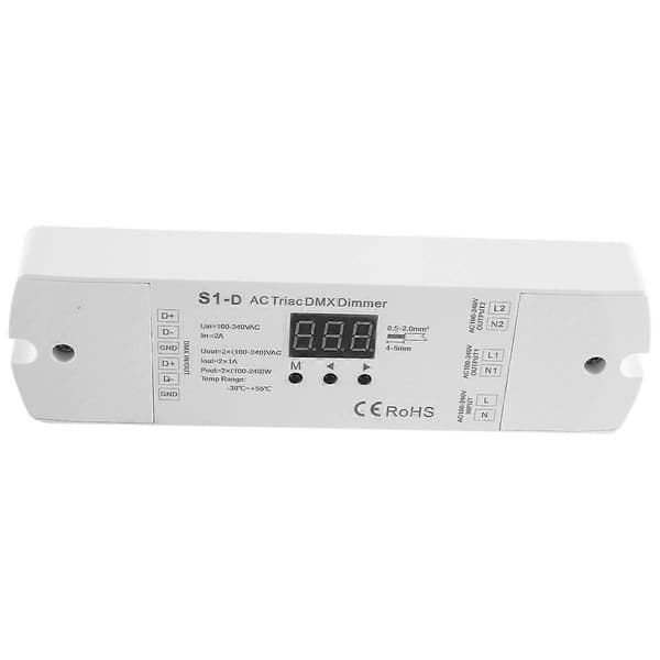 AC100V - 240V 288W 2CH Triac DMX LED Lysdæmper, Dual Channel Output Silicon DMX512 Led Controller Digi
