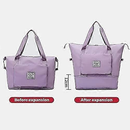 Stor Sammenfoldelig Rejsetaske - Vandtæt Stor Sammenfoldelig Opbevaringstaske Håndtaske Light purple