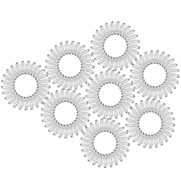 Spiral Hårelastikker, Coil Hårelastikker, Telefonledning Hårelastikker, Hårelastikker til Hestehale Uden Mærker, Hårbøjle - 9 stk. (Transparent)