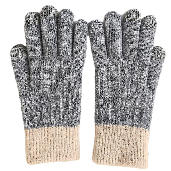 Talvi kosketusnäyttö venyvät lämpimät taikakäsineet lämmin villaneulos paksu fleece Style1