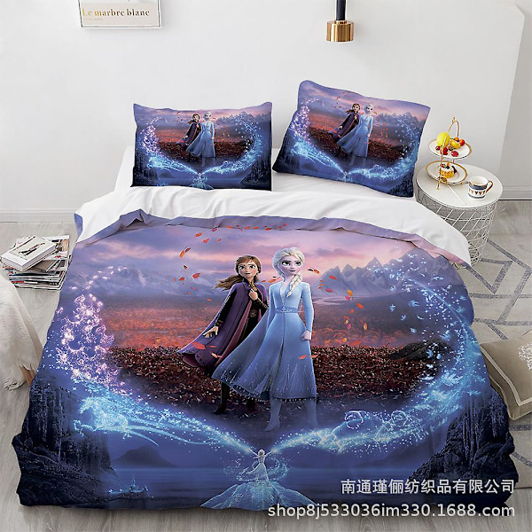 Elsa 3D Tecknad Film Frost Tryckt Sängkläder Set Påslakan Täcke Örngott Barn Present #10 US QUEEN 228x228cm